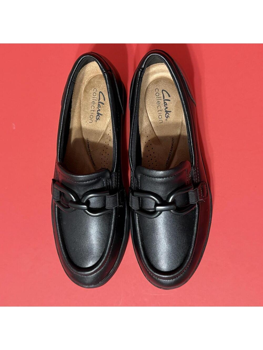 Clark’s Collection Zylah May Black leather Loafer Jacket Ultimate Comfort Women - Picture 4 of 9